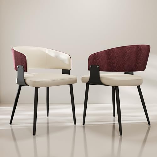 FATIVO Lot de 2 Chaises de Salle à Manger Design, Similicuir Microfibre Durable, Dossier Motif Crocodile, Assise Mousse Haute Densité 7cm, Piètement Métal...