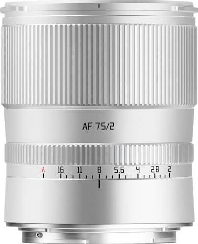 TTARTISAN AF 75 mm F2 - Lente de formato completo para Nikon Z, enfoque automático, gran apertura con anillo de apertura clic, compatible con cámaras Nikon Z Mount (plata)