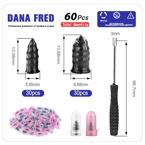 Image of 60 Pcs Tire Repair Rubber Nails,Vacuum Tirerepair Kits Spiral Rubber Screws,Fast Self-Service Tire Repair Tools Kits for Car Motorcycle Bike Truck,Tires Plug Kit (30 S+30 L)