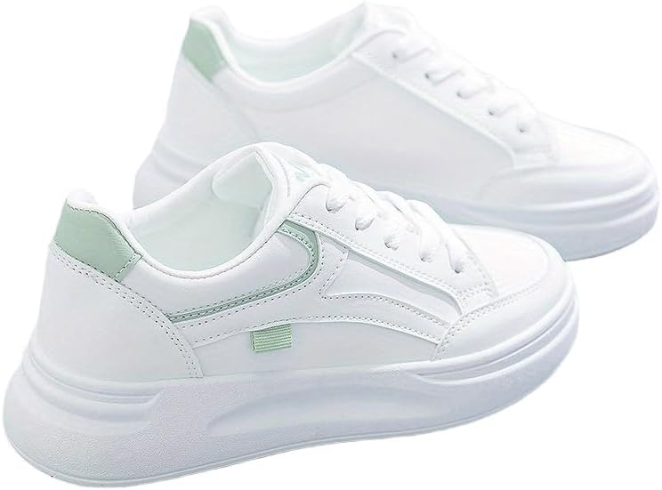 [Height Increasing Skate Shoes] Versatile Height Increasing Women's Platform Skate Shoes - Lace Up Low Top Shoes for Outdoor Walking