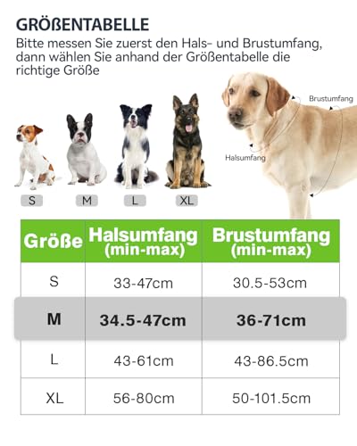 Joytale Hundegeschirr mittelgroße Hunde, reflektierendes Geschirr Hund,luftdurchlässige Hundegeschirr, verstellbares Brustgeschirr mit Griff beim Führen und Training, Grün, M