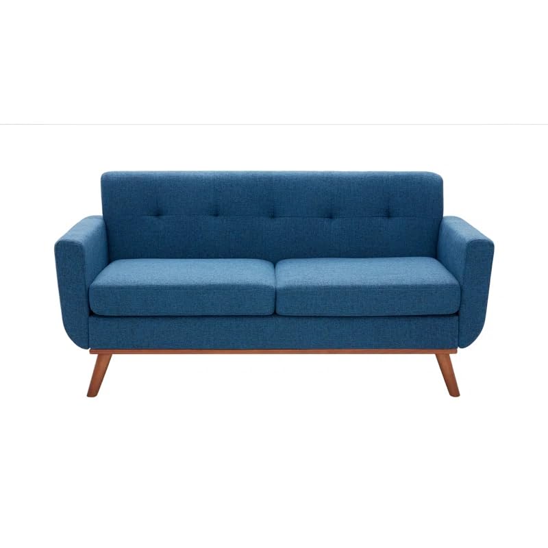 Image of LEGACY OF COMFORT Carmencita 65 inch Square Arm Loveseat 2 Seater Sofa Two Seater Sofa for Living Room Guest Room Hotels Office (Blue)