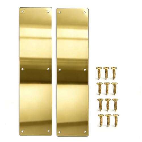 Door Push Plate 4 x 16 Aluminum Metal Kick Plate Gold Mirror 2 Pack