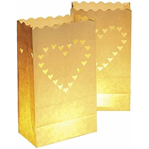 Iable 30 X Paper Tea Light Candle Lantern Bags Wedding Party Garden BBQ Xmas Decor(Heart) Cover