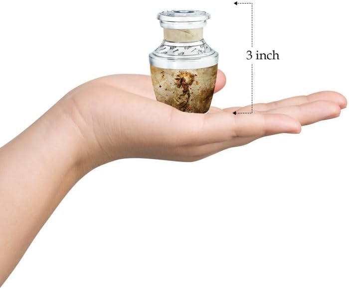 Native American Urns for Human Ashes, Small Decorative Urn, Combo of 1 Large Urn with Velvet Bag and 4 Small, Large Urns for Husband & Wife, Metal Urns, Cremation Urns