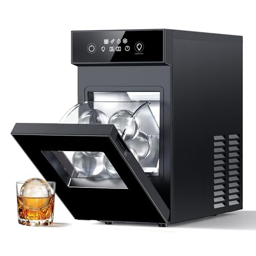 Image of 2.4 inch Sphere Ice Maker 50 pcs /24H,2 pcs in 60 Mins, Slow-Melting Crystal Ball Ice Machine with Self-Cleaning, Countertop Ice Maker for Whiskey(Black)