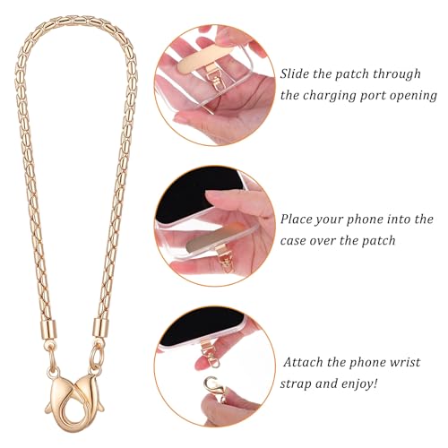 QFGasre Phone Wrist Strap Metal Phone Chain Wristlet Detachable Cellphone Lanyard Wrist with 2 Tether Tab Wristlet Straps for Cases Phones Charm Strap for Women Shopping Traveling Party Walking - image 6