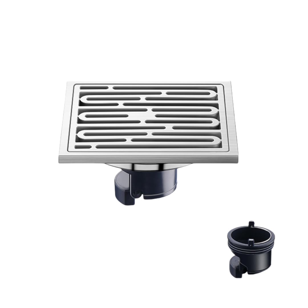 KJdxfhFH Bathroom floor drains, Invisible Floor Drain Curved Stainless Steel(Plastic Core Single Use)