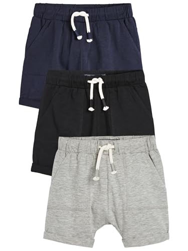 NEXT Jungen Leichte Jerseyshorts, 3er-Pack Marineblau/Grau/Schwarz 80-86