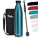 Milu Edelstahl Trinkflasche 500ml, 750ml, 1000ml – Thermosflasche, Isolierte Wasserflasche, Auslaufsichere Isolierflasche doppelwandig, Kohlensäure geeignet – inkl. Reinigungsbürste (Grün, 1000ml)