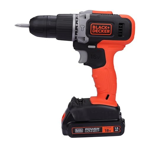 BLACK+DECKER BCD003C1-QW - Taladro atornillador de percusión a batería de 18 V, 1 batería de 18 V - 1,5 Ah