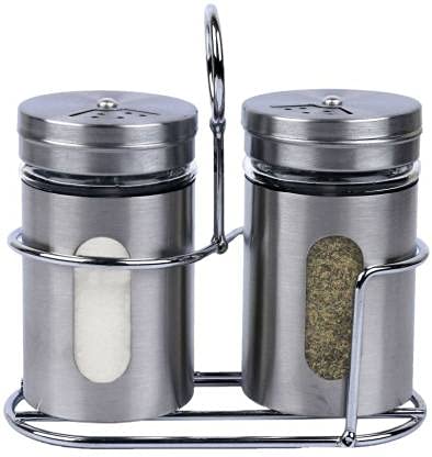 Innovera Design Spice Jar Stainless Steel with Stand for Salt and Pepper Shaker, Oregano, Chilli Flakes Sprinkler Air Tight Kitchen Container for Storage Spice Jar, Sugar, Masala Set of 2