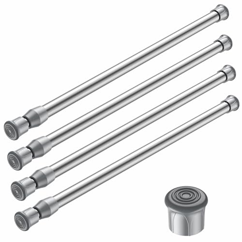 Image of AIZESI 4PCS Silver Tension Rod 17 to 28 Inch, Adjustable Spring Curtain Rods No Drilling, Spring Tension Rods for Window DIY Cupboard Wardrobe