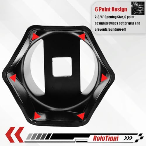Image of 2-3 /4-Inch 6 Point Wheel Bearing Locknut Socket, 3 /4-Inch Drive, for Axle Nut Socket, Remove and Install Wheel Bearing Nuts, Carbon Steel, Powder-Coated (2-3 /4 inch 6PT, 3 /4 inch Drive)
