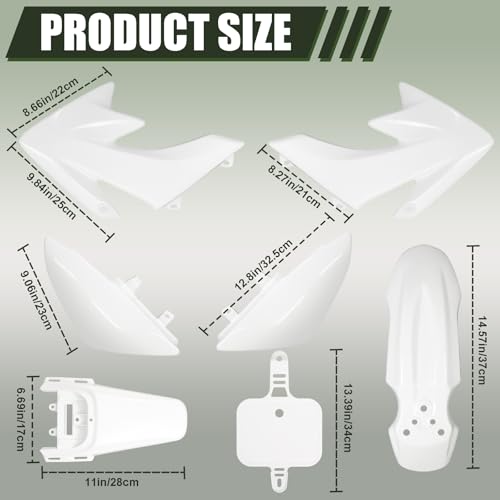 Image of Podoy CRF50 Body Fender Kit for Compatible with XR50 XR 50 CRF 50 SDG SSR Pit Dirt Motor Trail Bike Black with Bolt Work Fairing Plastic (white)