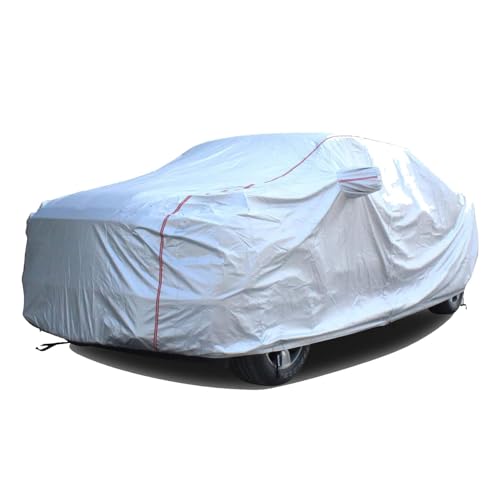 Image of Tecoom Hard Shell Truck Car Cover Waterproof Windproof UV-Proof Zipper Design with Strap Buckle Fit for Ford F150 Ram 1500 Chevy Silverado Toyota Tundra GMC Sierra Full Size Length Up to 233 inch
