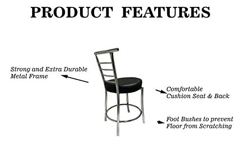 Image of SOMRAJ Chair Comfortable Multi Purpose Home Dining Restaurant Chair with a Leather Cushion Steel (Model) Heavy Duty (1, Black Ring, Standard)