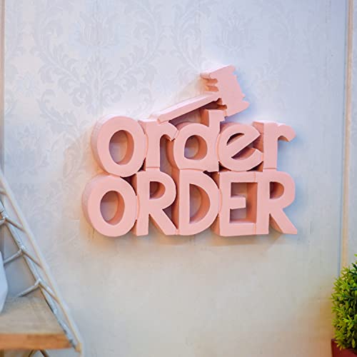Image of Nukkad Tales Order Order Pink Showpiece Home Decor Items Office Decoration Items for Office Table Birthday Gift Items Gifts for Lawyers Gift for Advocate (7 x 6 inch) Wood