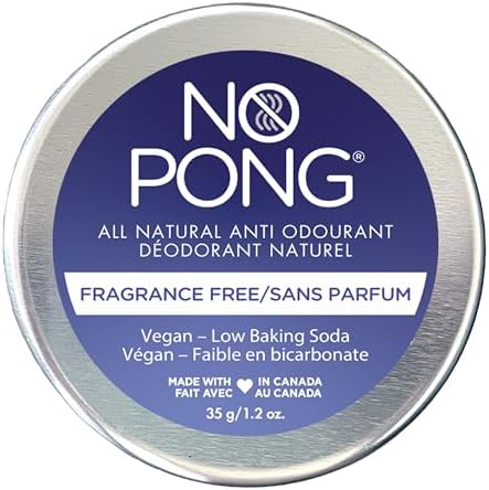 No Pong Fragrance Free Vegan Natural Deodorant 35g, Unscented