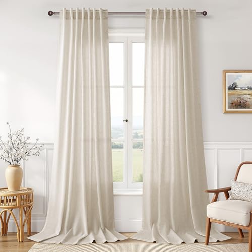 Image of Joywell Extra Long Linen Curtains 120 Inches Long for Living Room Boho
