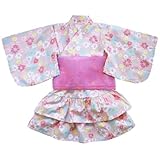 [TUTUJI] 浴衣 子供 女の子 ベビー キッズ 夏祭り 夏 和装 ゆかた こどもゆかた 3点セット 帯セット 可愛い ワンピース 上下セット 兵児帯付 浴衣ドレス 花火大会 記念撮影 (04ピンク花, 100cm)