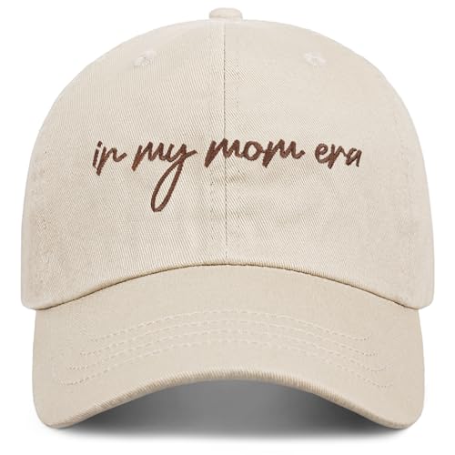 in My Mom Era Hat Mama Hats for Women First Time Mom Gift from Daughter Son Embroidered Womens Baseball Caps Beige