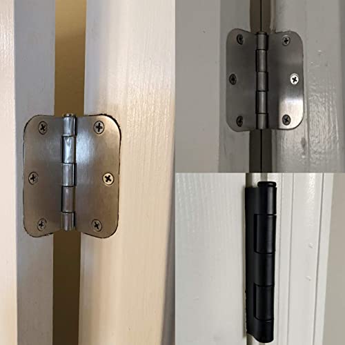 Image of 12 Pack Brushed Nickl Door Hinges 3.5 Inch x3-1 /2 5 /8 Radius Round Interior Hinge 3 inch Satin Silver Heavy Duty Steel Iron Hardware for Bifold Standard Doors Home House Decor Accessories Kits