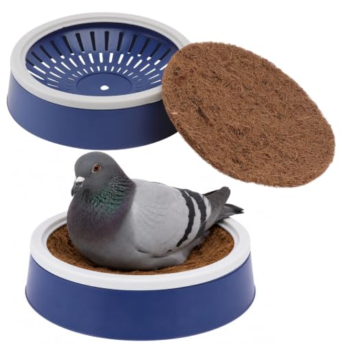Image of Toddmomy 2 Sets Pigeon Nest Egg Pad with Plastic Nest Pans Bird Accessory Kit for Doves Reusable Breathable Coir Mats 9.52 X 9.52 X 2.36 in for Cage Supplies