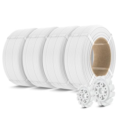 Image of SUNLU PLA+2.0 3D Printer Filament Refill 1.75mm, 4KG, 1KG /Roll, White*4 | High Toughness PLA+ Filament Bundle, No Spool Refill for Reusable Spools, Compatible with Bambu Lab 3D Printers, White*4