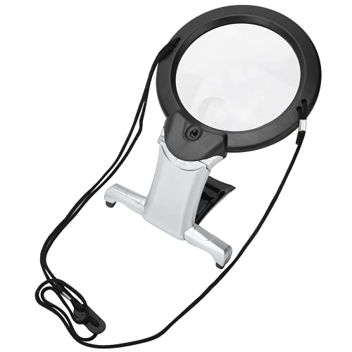 Lupa de pescoço para uso no pescoço, lupa de leitura multifunções de ampla aplicação 2-6x LED duplo