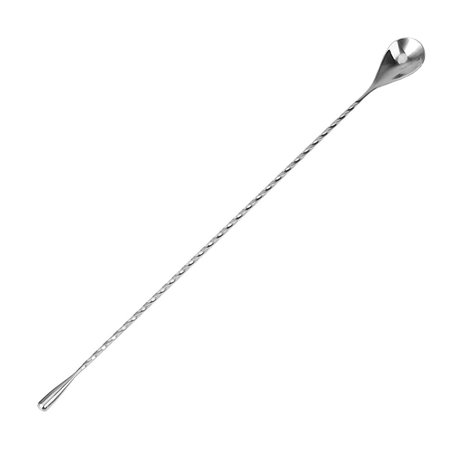 6 cucharas de barra de acero inoxidable de 30/40 cm, cuchara mezcladora de cóctel en forma de lágrima, agitador de tallo trenzado para capas de bebidas