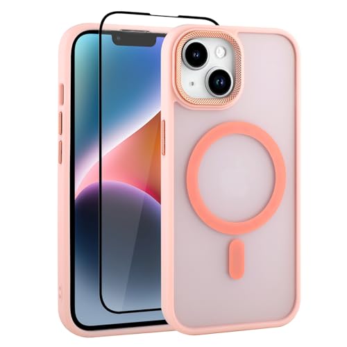 Coque de téléphone magnétique rose pour iPhone 14 avec protection TPU souple Magsafe