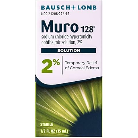 Muro 128 Eye Drops, Temporary Relief for Corneal Edema, 2% Solution, 0.5 Fl Oz Cover