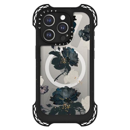 CASETiFY �E���g���o�E���X MagSafe�Ή� iPhone 15 Pro �P�[�X [MIL�K�i���� (10x MIL-STD-810G) / 10m����̗����������N���A / MagSafe �ɑΉ�] - White and Black Flor