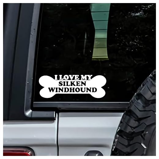 MHDStickerCo I Love My Silken Windhound Dog Bone Vinyl Decal Sticker Custom Truck Bumper Window Laptop Car Notebook Mug Tumbler Gift Family