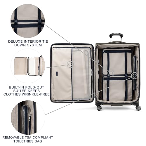Image of Travelpro Platinum Elite Softside Expandable Checked Luggage, 8 Wheel Spinner Large Suitcase, TSA Lock, Men and Women, Metallic Sand, Checked Large 29-Inch