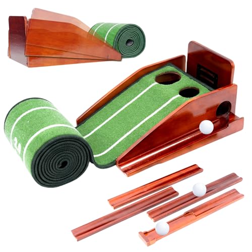 Tapis de golf vert avec inclinaison réglable 3 niveaux et système de retour de balle