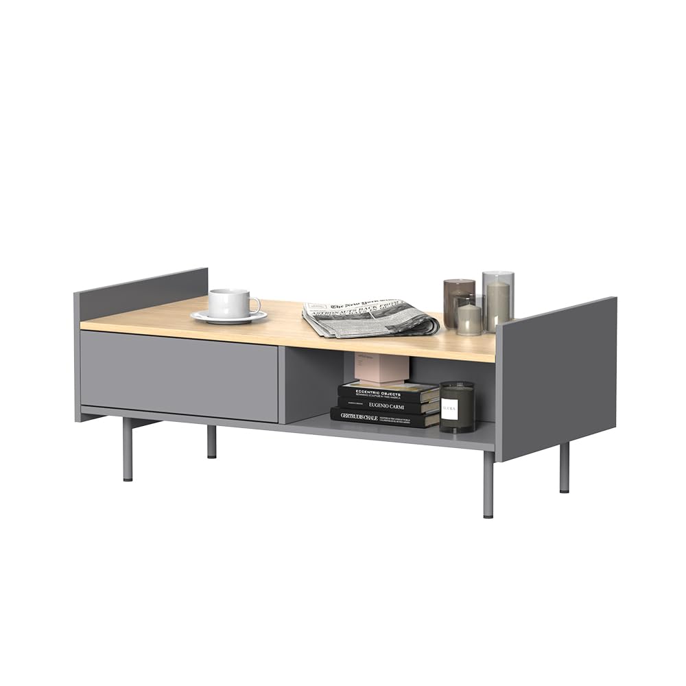 Vicco Table Basse Velina, Gris, 100x50cm