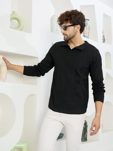 Image of Kvetoo Full Sleeve Winter Wear Woolen Collar Polo Sweater for Men
