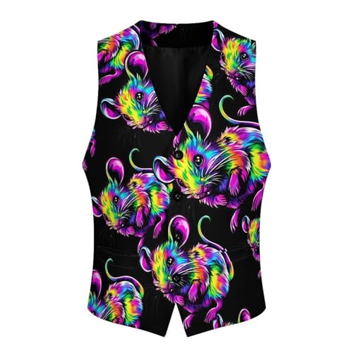 Tie-dyed Rat Men's Suit Vests Dress Vest V-Neck Waistcoat Slim Business Formal with Pocket4