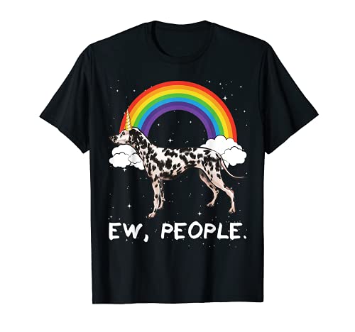 Rainbow Dalmatian Ew People Unicorn Dog T-Shirt, Black