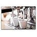 Produktbild CALVENDO Premium Textil-Leinwand 120 x 80 cm Quer-Format Langsam läuft der aromatisch duftende Espresso aus der Kaffemaschine in die Tassen, Leinwanddruck Verlag