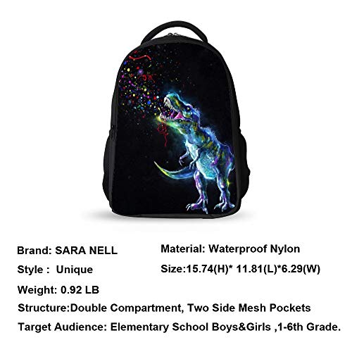 Sara Nell Tyrannosaurus Rex Dinosaur Sparkles In Space Kids School Backpack For Children Elementary School Bags Girls Boys Bookbags #TOP2