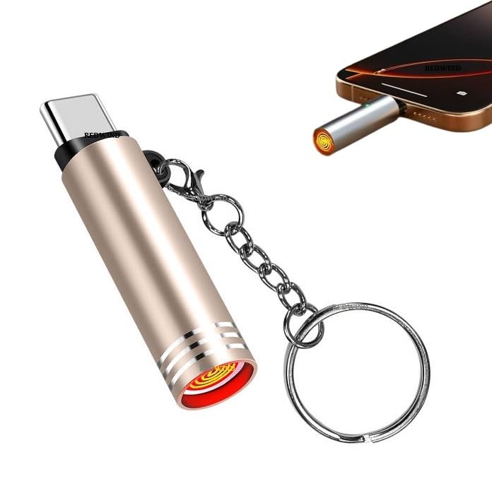 REDWIND Type-C Electric Cigarette Lighter USB C Mobile Powered Flameless Coil No Gas No Charging Plug & Use OTG Portable Mini Windproof Metal Body Lighter for Type-C Smartphones (Multi-Color Pack 1)-image-10
