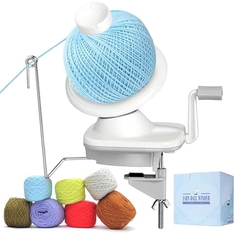 CESUSME Yarn Ball Winder, Yarn Wool String Ball Cake Winder, Hand Operated Winding Wool Winder Machine, Ball Winder for Yarn Tabletop Clamp, Yarn Cake Winder Cover