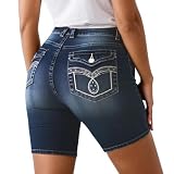 Kurze Jeans Damen Trachtenjeans Im Lederhosen Look Shorts Lederhose High Waist Slim Fit Jeanshose Mit Traditionellen Trachtenmode Bayerisches Shorts Für Oktoberfest, Volksfest & Dirndl Outfit