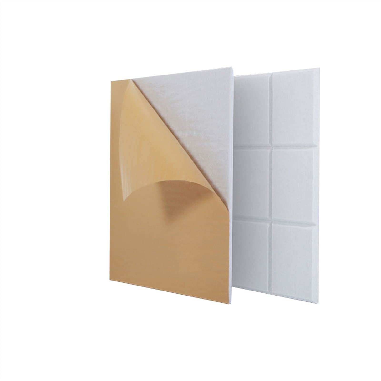 Kwadratowe panele dźwiękoszczelne, samoprzylepne dźwiękoszczelne panele ścienne, 50 x 50 x 0,9 cm, panele dźwiękochłonne, panele akustyczne, akustyczne panele ścienne, obróbka akustyczna do studia nagrań (kolor: Wh