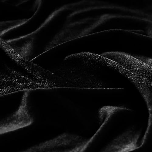 Luxurious Black Stretch Velvet Fabric – 60 Inches Wide, 1 Yard of Soft, Elastic Material for Apparel, Costumes, and Crafts, Made from 90% Polyester and 10% Spandex 6 Luxurious Black Stretch Velvet Fabric – 60 Inches Wide, 1 Yard of Soft, Elastic Material for Apparel, Costumes, and Crafts, Made from 90% Polyester and 10% Spandex - Image 5