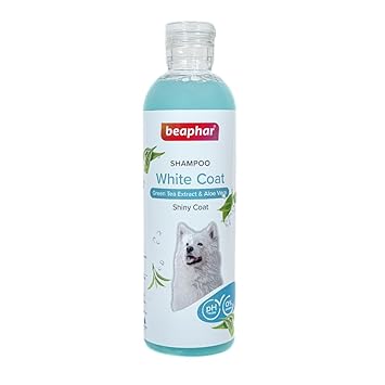 Beaphar White Dog Shampoo with Green Tea Extract, Aloe Vera | Soft & Glossy Coat | Herbal Shampoo for White Dog - 250 ml