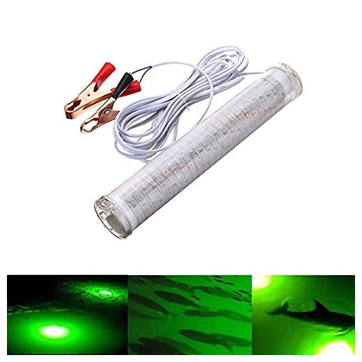 BESTSUN 12V 30W 150SMD Green Submersible Night Fishing Light 3000 Lumens Super Bright Underwater Fishing Light Fshing Attractant with Battery Clip & Power Cord